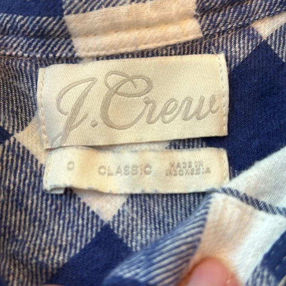 J. Crew Classic Flannel Shirt Blue White Plaid Size 0 - Picture 4 of 6